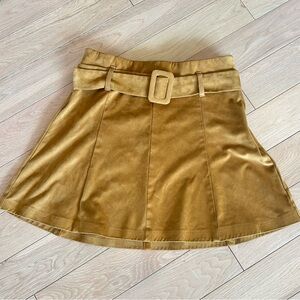 Zara Suede Brown Camel Belted Mini Skirt Size Medium